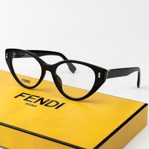 NEW Fendi FE50020I FIRST 001 Shiny Black Women Cat Eye Eyeglasses
